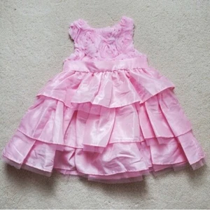 Mud Pie Girls' Pink Rosette and Layered Ruffle Tulle Dress with Bow sz3T - Picture 1 of 15