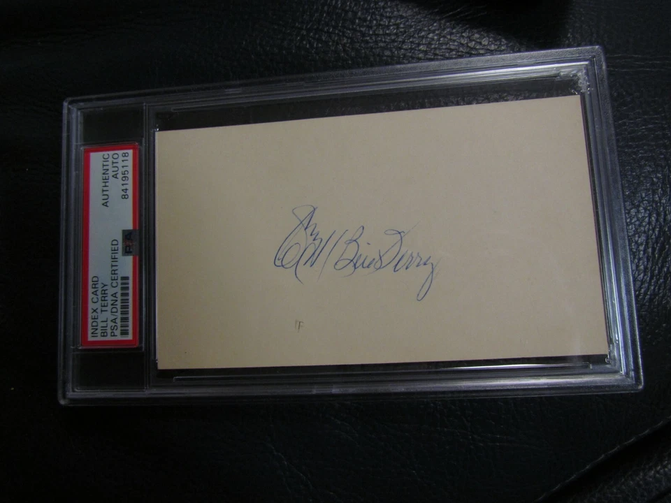 Bill Terry Signed Autographed Index Card PSA Encapsulated  - Image 1 of 4
