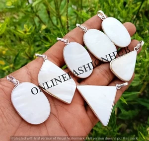 Mother Of Pearl Gemstone 925 Sterling Silver Plated Wholesale Bezel Pendant - Picture 1 of 3