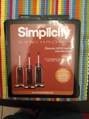Simplicity SYNCHRONY GENUINE HEPA Media Six Vacuum Bags TYPE "W"(SWH-6) - Image 1 of 4