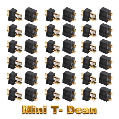 Mini T-Dean Male Female Dean T-Plug T-Connector Lipo Battery ESC RC Black 25A - Image 1 of 4