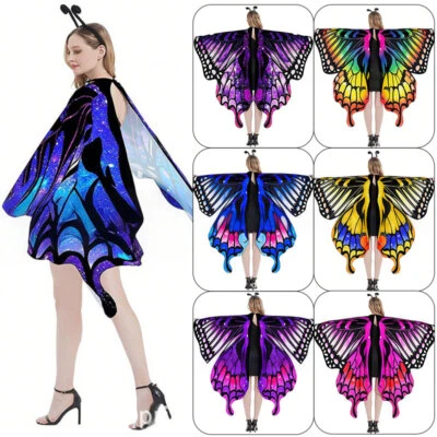 Halloween Adult Multicolor Butterfly Wing Shawl Fairy Nymph Pixie Cosplay Prop - Image 1 of 4