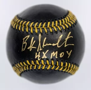Buck Showalter Firmado Negro Rawlings OMLB Béisbol Inscrito "4X MOY" -BECKETT - Imagen 1 de 6