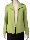 Eileen Fisher Women M Boiled Wool Jacket Blazer Coat Open Front Collar Pea Green