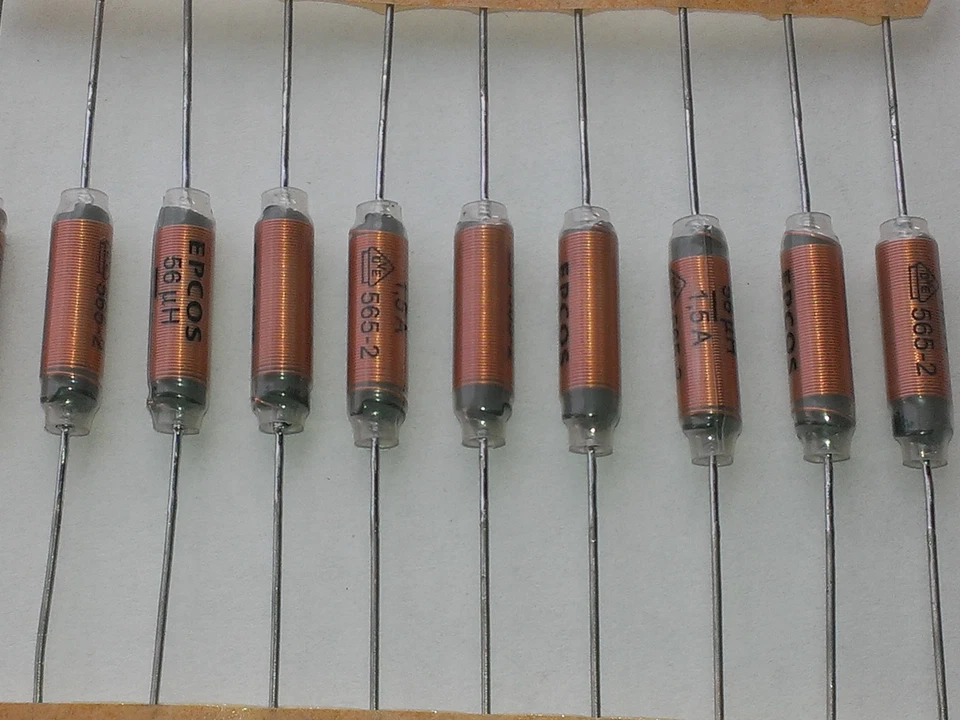 [50 pcs] Epcos VHF Choke Inductor Axial 56uH 1.5A B82111EC24 - Image 1 of 1