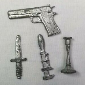 Clue 1963 Replacement Game Pieces Weapons Parts Vintage Tokens Gun Knife Wrench
