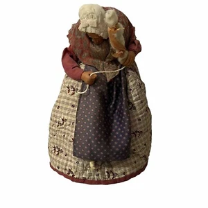 JOUGLAS Depose Terracotta Figurine Old Woman Holding Wool 9” Tall - Picture 1 of 13