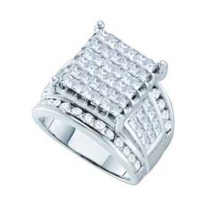 14k White Gold Womens Princess Diamond Cluster Bridal Engagement Ring 4ctw 28308 - Picture 1 of 2