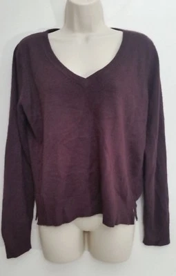 Suéter para mujer New York Company grande cuello en V púrpura manga larga tejido top Foto 1 de 4