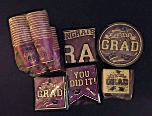 FREE Purple Congratulations Graduation Party Paper Any Year for 50 Total 202 - Picture 1 of 6