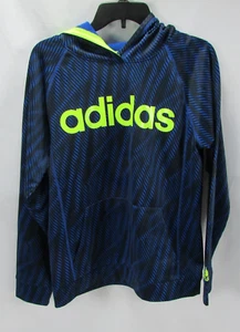 Adidas Hoodie Youth XL Tech Fleece Blue Black Yellow Logo 18/20 - Picture 1 of 6