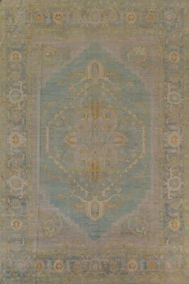 Alfombra turca Medallion Oushak 9x12 pies Alfombra tradicional de lana hecha a mano Foto 1 de 4