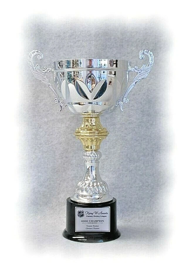 FANTASY HOCKEY SILVER CUP GOLD ACCENTS LOGO INDIVIDUAL AWARD TROPHY J**CMC205S