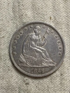 1846 sitzende Freiheit Half Dollar 50c schöne hochwertige vz Details hohes Datum - Bild 1 von 4