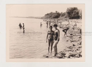 Two Pretty Attractive Young Women Beach Bikini Swimsuit Females Snapshot Photo - Picture 1 of 8