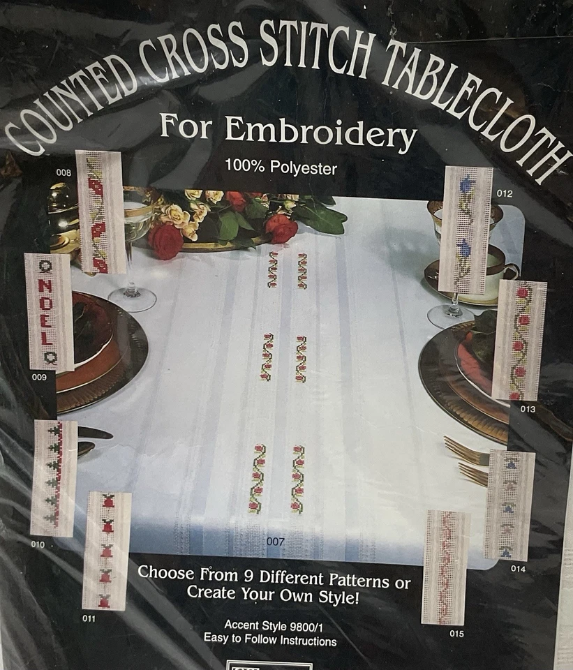计数十字绣桌布刺绣 61 英寸 x 86 英寸 — 第 1/4 张图片