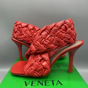 Bottega Veneta Sandalen rot Lammleder geflochten Criss-Cross Absatz UK 5 EU 38 - Bild 1 von 16