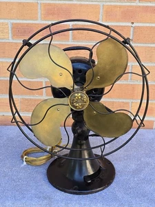 Antique Emerson Type 29646 3 Speed Oscillating Brass Blade Fan Vtg Old Works - Picture 1 of 14
