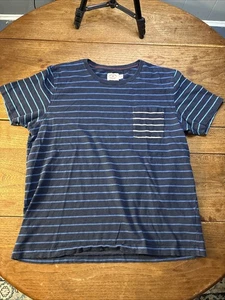 Brooks Brothers Shirt Mens XL Blue Red Fleece Striped Pocket Crewneck Tee - Picture 1 of 9