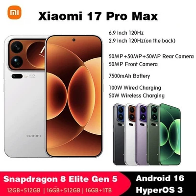 Original Xiaomi 17 Pro Max Android 16 6.9'' Dual Screen Snapdragon 8 Elite Gen 5 - Image 1 of 4