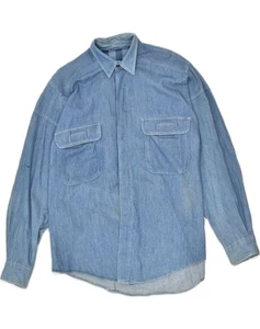 IZOD Mens Denim Shirt Medium Blue Cotton KZ03 - Picture 1 of 3