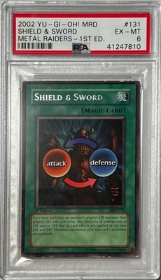 Yu-Gi-Oh! 1st Ed. PSA 6 EX-MT 'Shield & Sword' MRD-131 ~SILVER LETTER RARE~ - Image 1 of 4