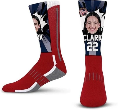 For Bare Feet Indiana Fever WNBA Caitlin Clark KA-POW! Player Socks - Youth Size - Image 1 of 2