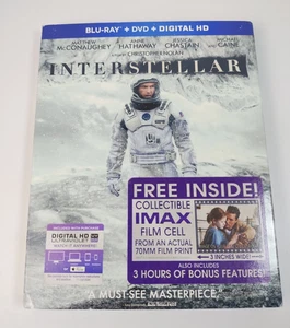 Interstellar (Blu-ray/DVD, 2015) With 70mm IMAX Film Cell and Slipcover - Picture 1 of 16