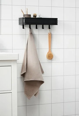 IKEA LILLASJON Black 5 Hook Wall Shelf (15 ¾x5 ") 504.780.23 NEW in Box - Image 1 of 4