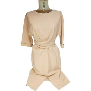 PHASE EIGHT Sophia Belted Dress UK10 Women's Latte Knee Length LOT T97 WFG - Picture 1 of 9