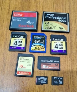 Job Lot Mixed Memory And SD Cards Various Sizes And Storage (USED - READ INFO) - Zdjęcie 1 z 1
