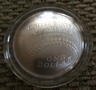 2014 BASEBALL HALL OF FAME UNCIRCULATED SILVER DOLLAR OGP FROM US MINT - Image 1 of 3
