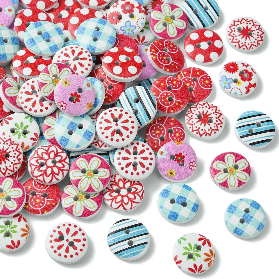 200x 2 Hole Wood Round Sewing Buttons Scrapbooking Clothing Gift Home Decor - Image 1 of 4