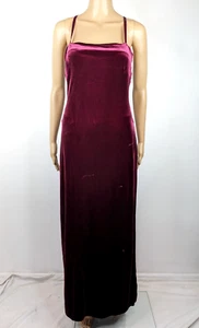 ESPRIT Vintage 90s Women Maroon Red Velvet Maxi Party Dress Size M Formal - Picture 1 of 7