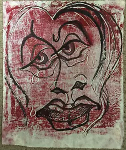 Corbellic Abstract Cubism Portrait Urban Paper Art Original 7.5" H X 6.5" L - Picture 1 of 4