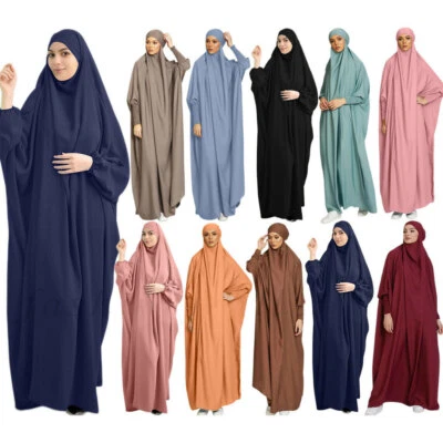 Overhead Khimar Jilbab Muslim Women Prayer Dress One Piece Abaya Islamic Burqa`