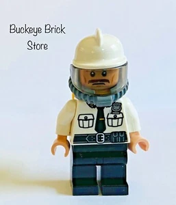 NEW Lego Minifigure SECURITY GUARD with FIRE HELMET & Tank - Town Police Minifig - Picture 1 of 3