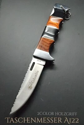 KaSul®| Taschenmesser A122 Klappmesser 2 Farb-Holz Griff Camping Outdoor 22cm L.