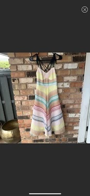 Женское платье макси Shoshanna размер 0 шелковая смесь в полоску пасхальная весна - Изображение 1 из 4