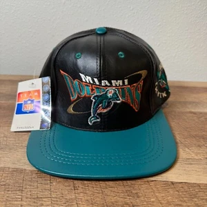 Vintage Miami Dolphins Pro Elite Leather Hat Deadstock Made in USA Adjustable - Picture 1 of 6