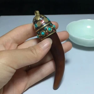 Collezione Vecchia Confezione Rame Ciondolo Talismanico Dente Per scongiurare Sfortuna - Foto 1 di 9