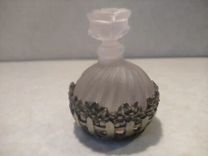 Vintage Russ Berrie mattiert hell lila Glas & Zinn Parfüm Flakon - Bild 1 von 9