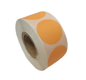 2.5" Redondo Amarillo Beige Impresora Térmica Directa Puntos Etiquetas Adhesivas 500 - Imagen 1 de 4