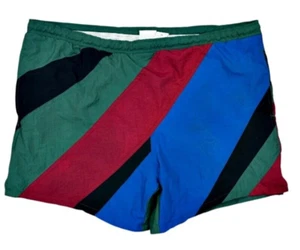 VTG 90s Basic Editions Swim Trunks Shorts Size M Colorblock Lined Drawstring - Picture 1 of 6
