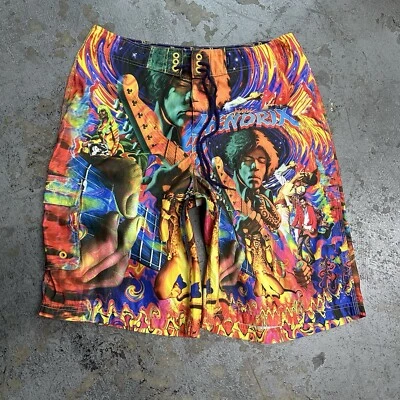 Pantalones Cortos De Colección Y2K Libélula Jimi Hendrix Psicodélico Bañador Tabla Talla 36 Foto 1 de 3