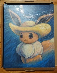 IN HAND Pokémon Center x Van Gogh Eevee Portrait with Straw Hat Canvas Wall Art - Picture 1 of 3