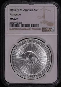 2024 P125 Australia $1 Silver Kangaroo 1 oz NGC MS-69 - Picture 1 of 2