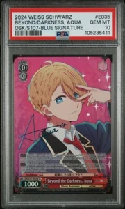 WEISS SCHWARZ OSHI NO KO, BEYOND/DARKNESS, AQUA OSK/S107-BLUE SIGNATURE PSA 10 - Picture 1 of 2