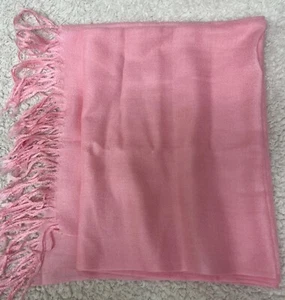 Pink Pashmina 70% Cashmere 30% Seta (Silk) Scarf 165 x 27 Inch - Picture 1 of 3