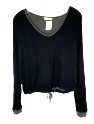 Camiseta deportiva arrugada Barefoot Dreams Malibu Collection A612218 negra pequeña Foto 1 de 4